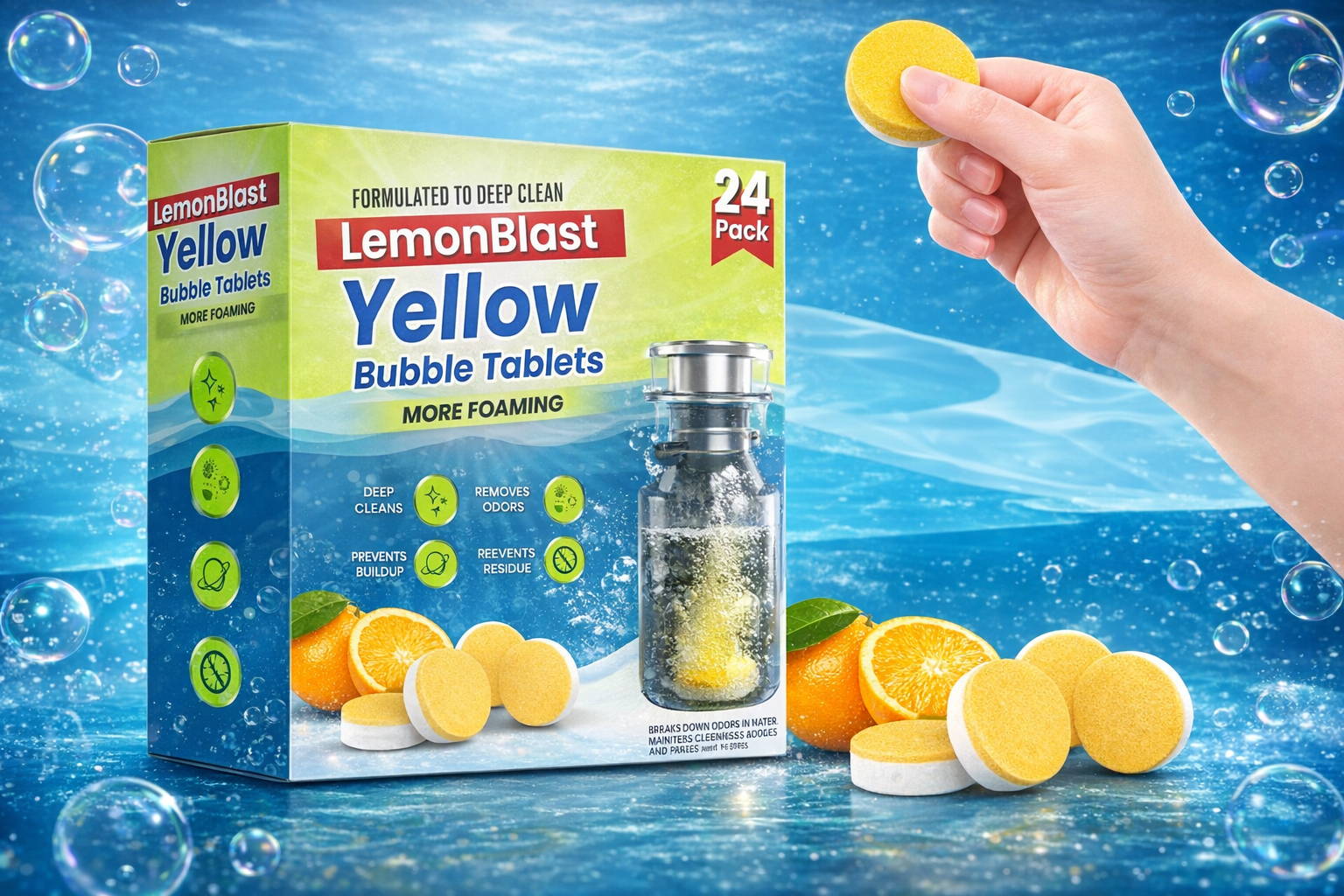 LemonBlast Yellow Bubble Tablets (24pc)
